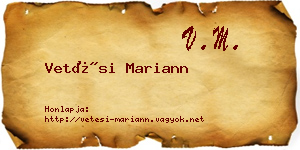 Vetési Mariann névjegykártya